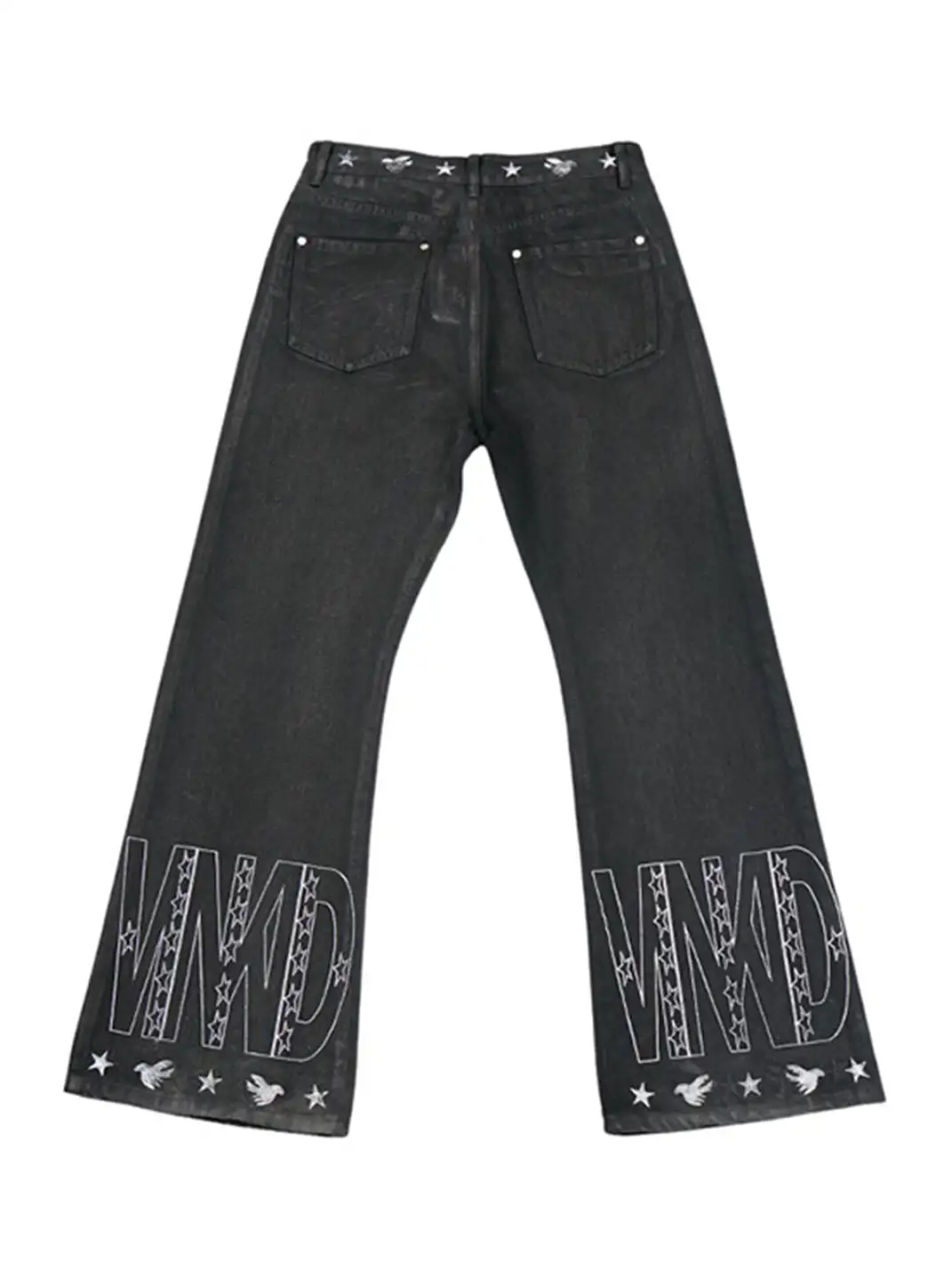 Vinkid | Cracked Black Wax-Coated Jeans