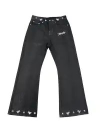 Vinkid | Cracked Black Wax-Coated Jeans