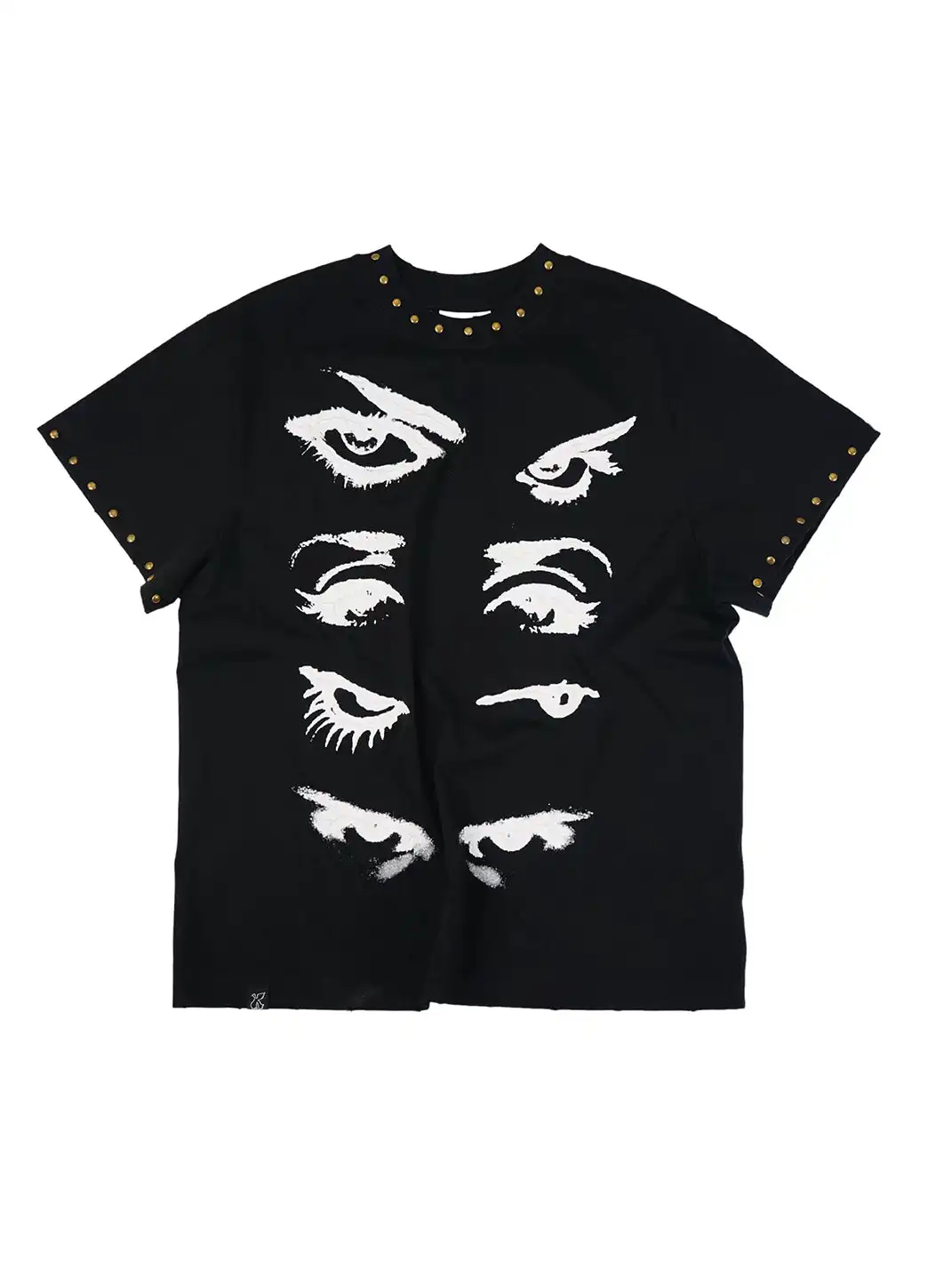 Vinkid | Four-Eye Rivet Distressed Short Sleeve Top