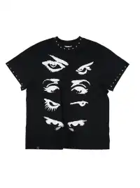 Vinkid | Four-Eye Rivet Distressed Short Sleeve Top