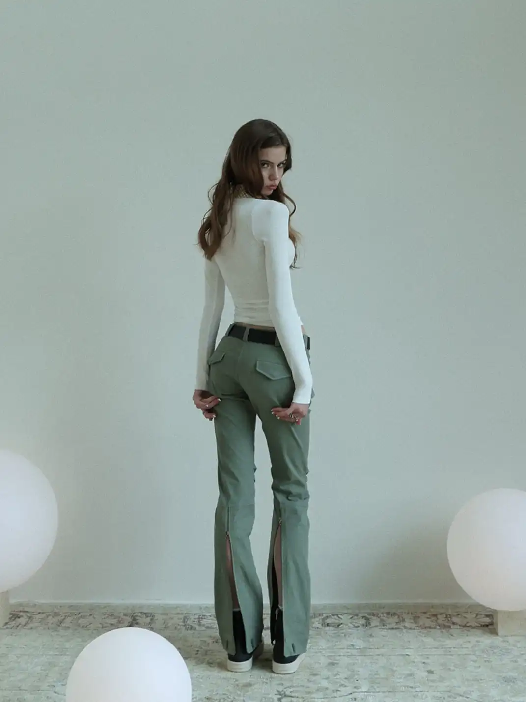 FOT | Stretchy Textured Washed Cargo Pants