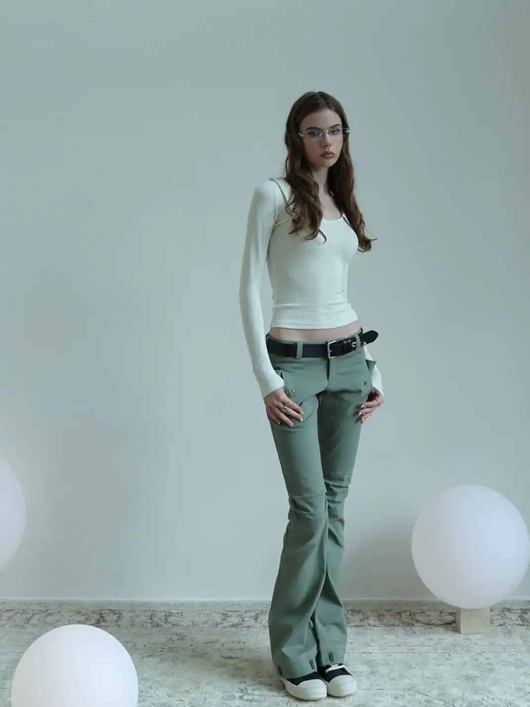 FOT | Stretchy Textured Washed Cargo Pants