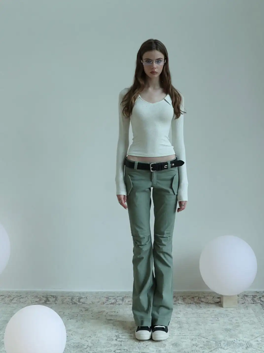 FOT | Stretchy Textured Washed Cargo Pants