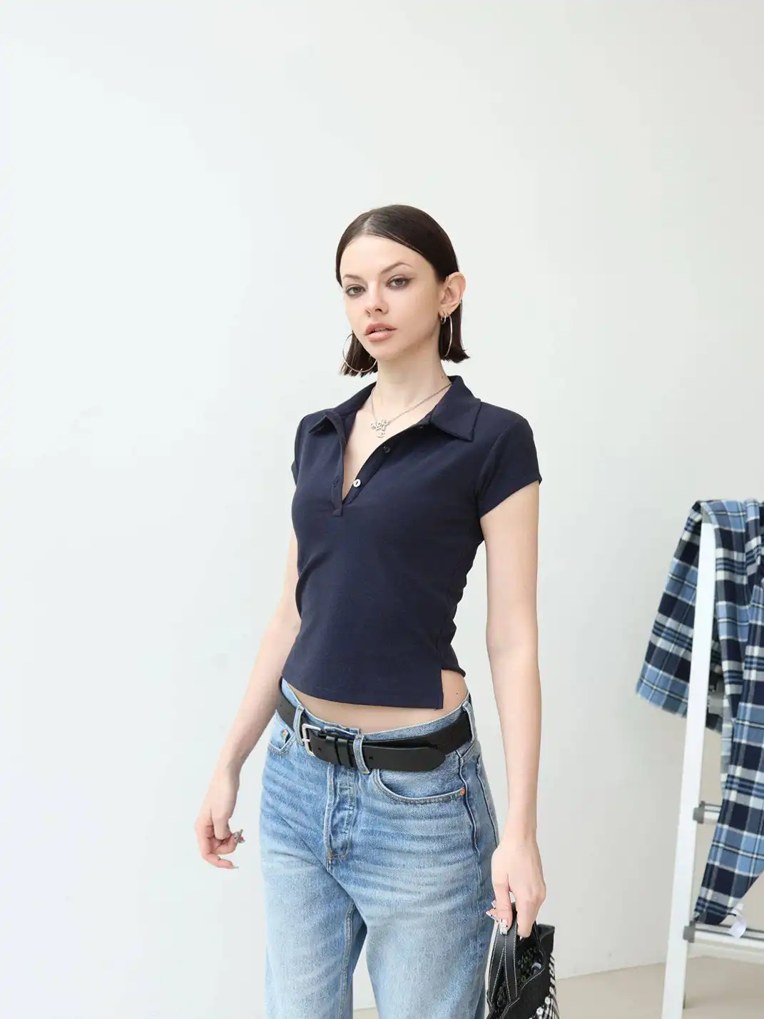 FOT | Collared Stretch V-Neck T-Shirt