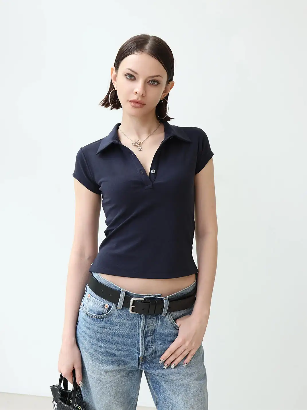 FOT | Collared Stretch V-Neck T-Shirt