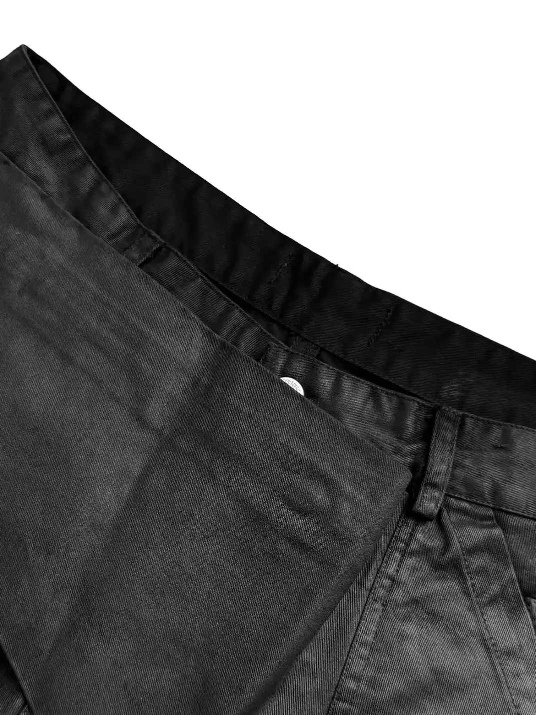 GOJOYJINNI | Asymmetric Placket Waxed Coated Jeans