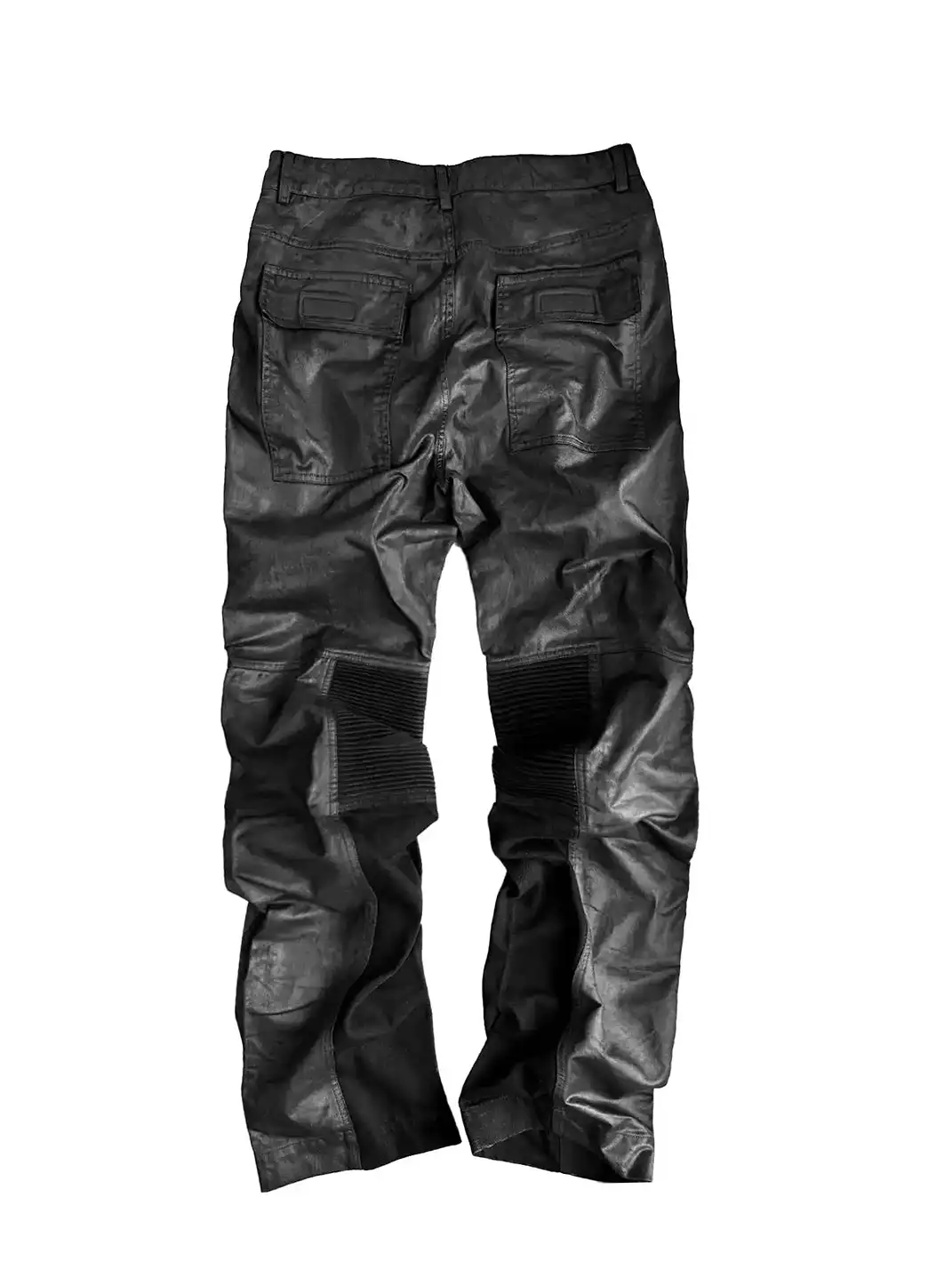 GOJOYJINNI | Asymmetric Placket Waxed Coated Jeans