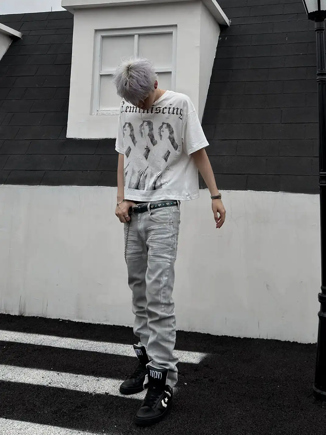 GOJOYJINNI | Milky Resin Waxed 3D Whisker Jeans