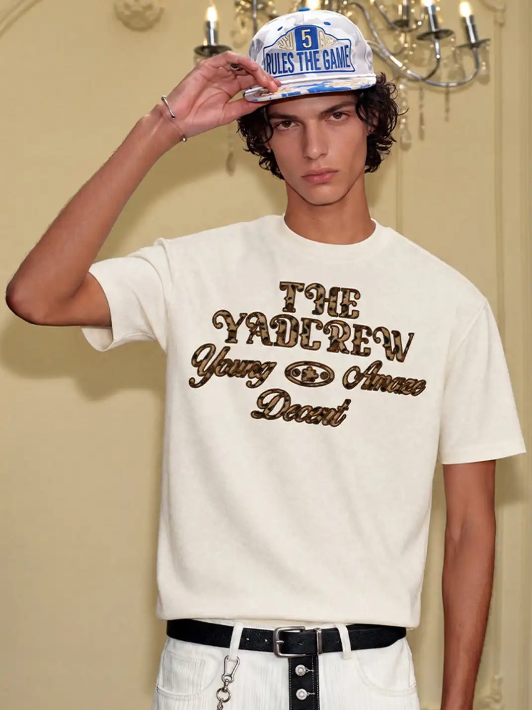 YADcrew | Plush Leopard Patch T-Shirt