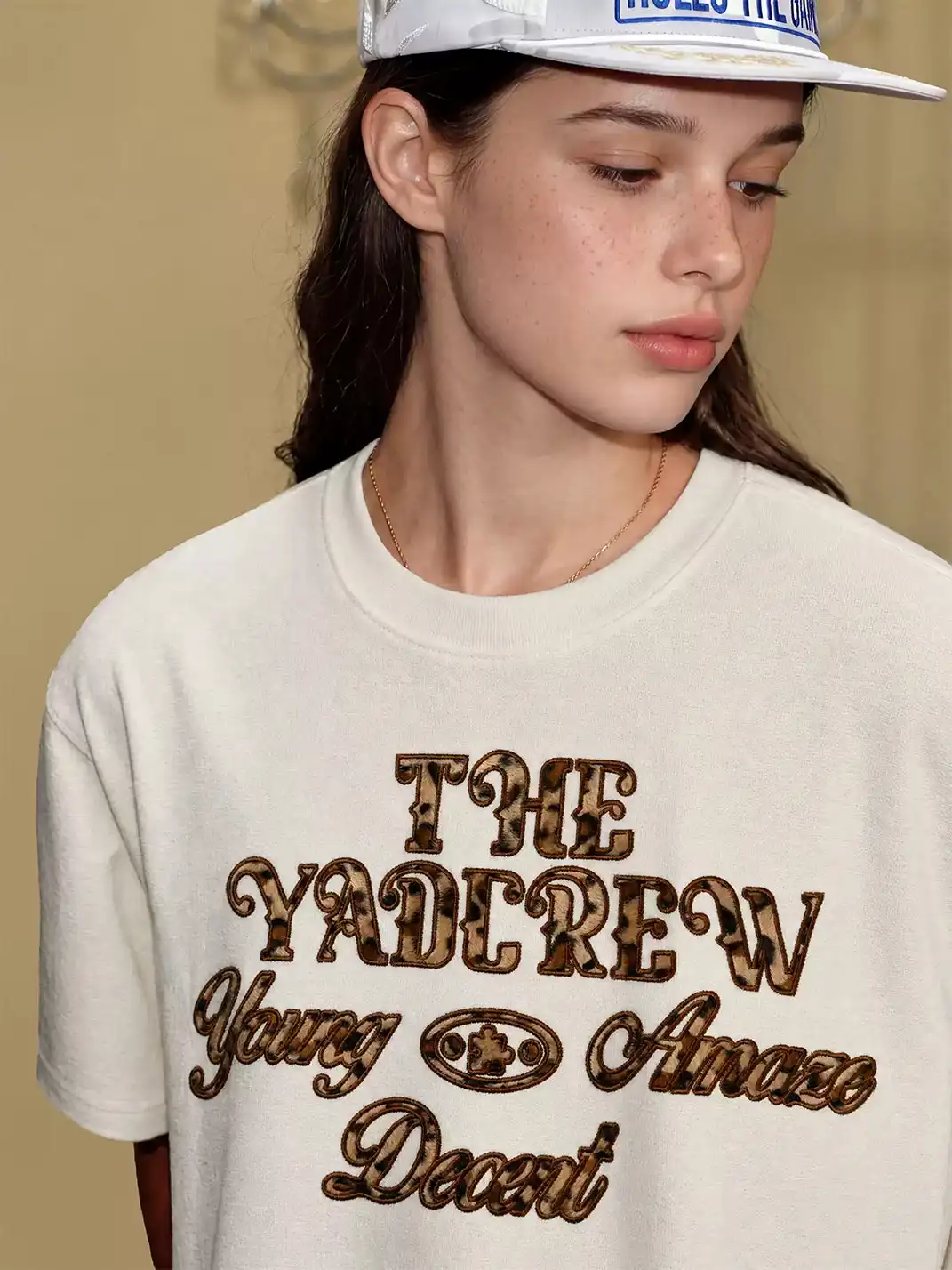 YADcrew | Plush Leopard Patch T-Shirt