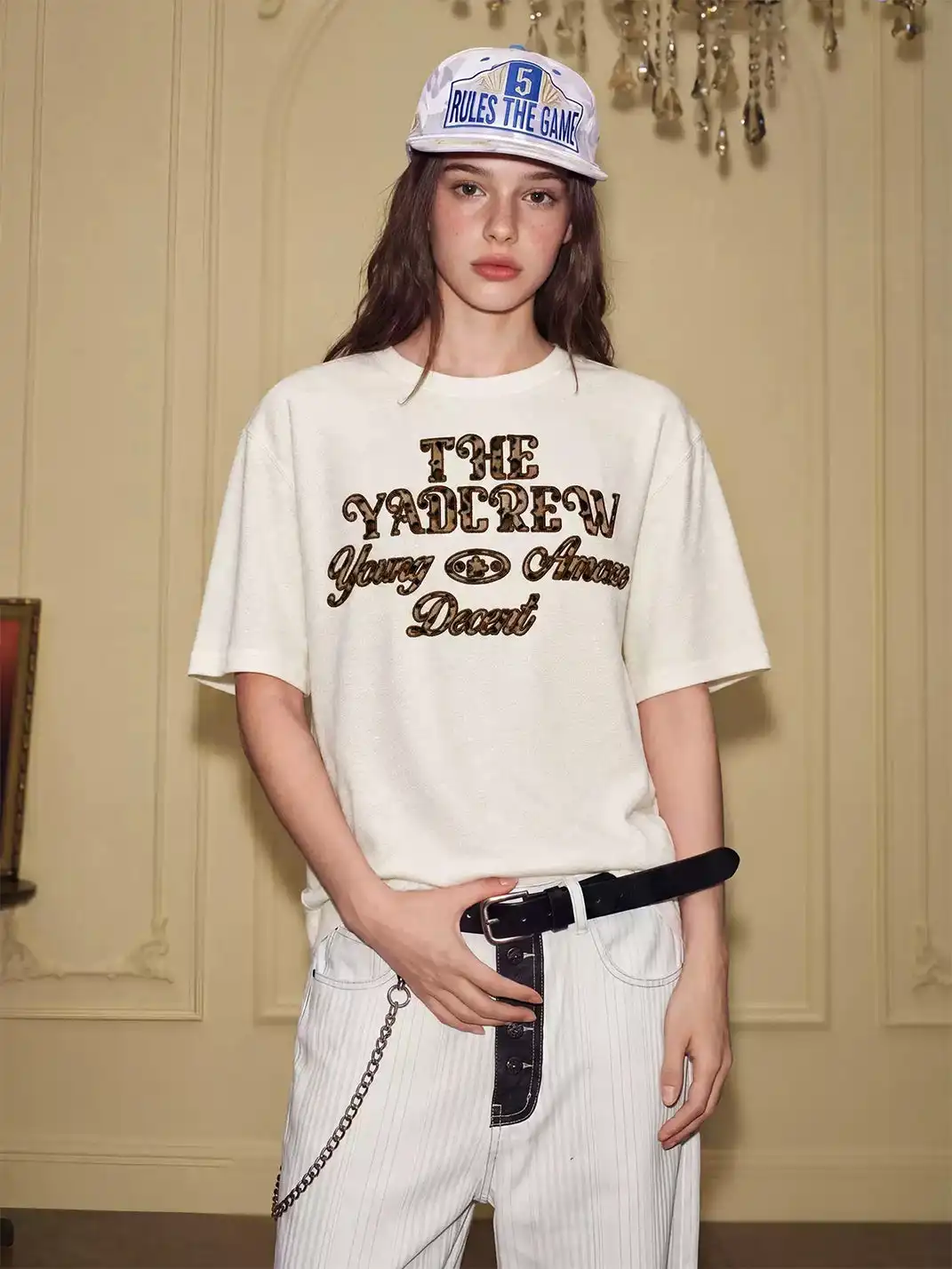 YADcrew | Plush Leopard Patch T-Shirt