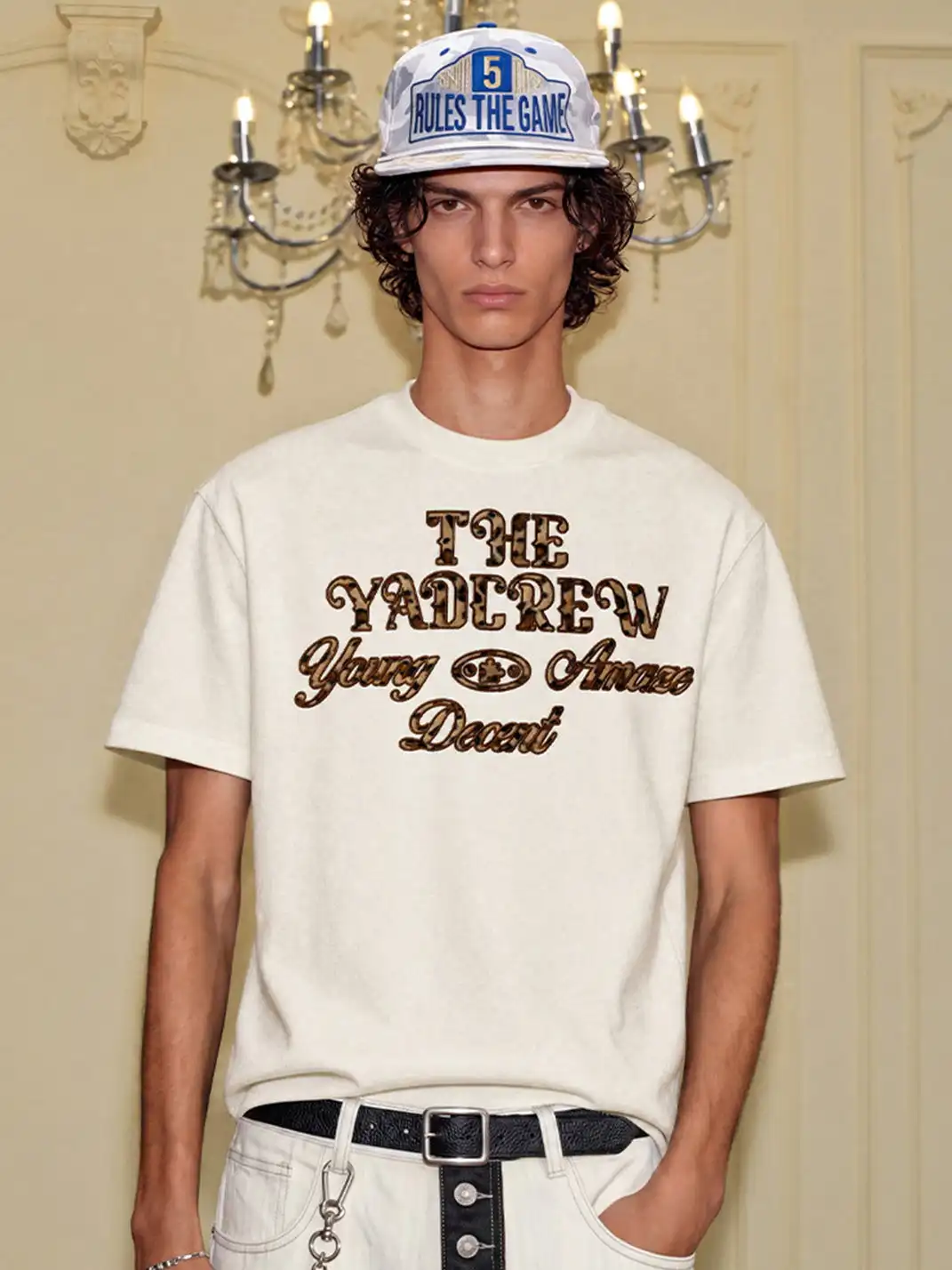 YADcrew | Plush Leopard Patch T-Shirt