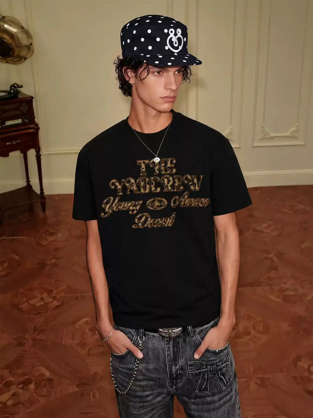 YADcrew | Plush Leopard Patch T-Shirt