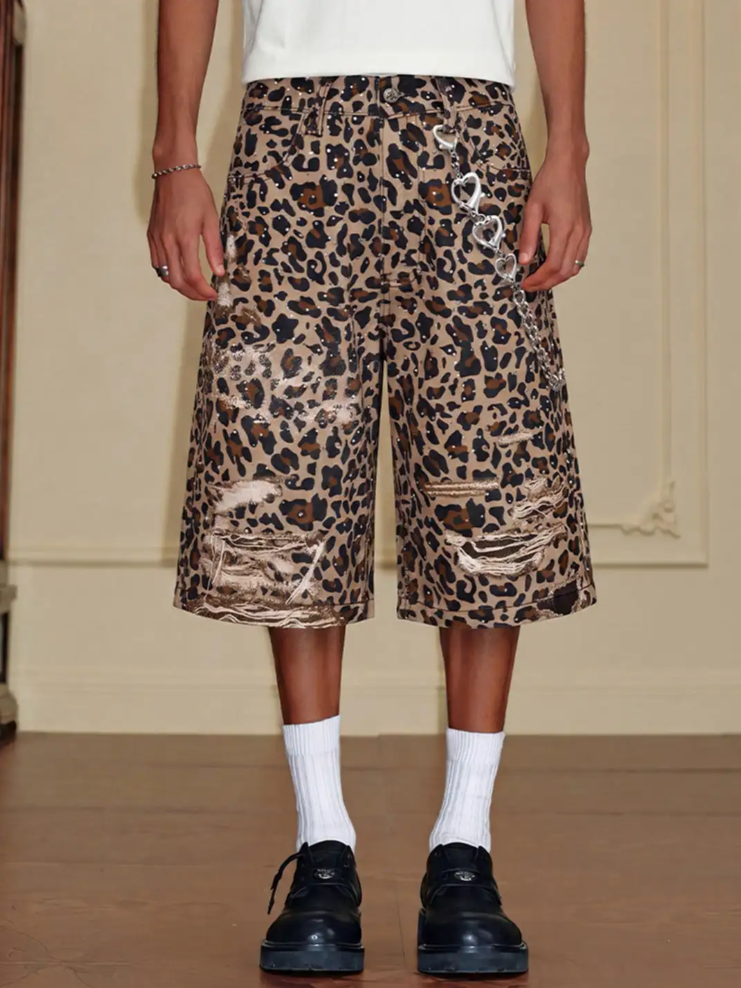 YADcrew | 3D Printed Leopard Capri Shorts