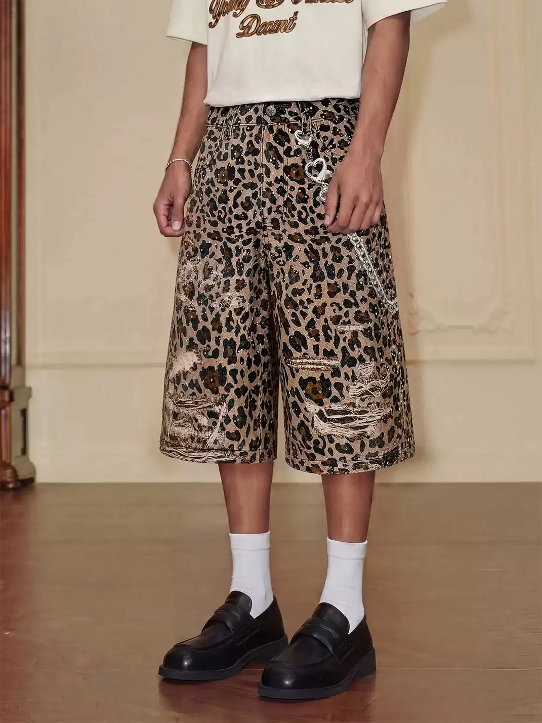 YADcrew | 3D Printed Leopard Capri Shorts
