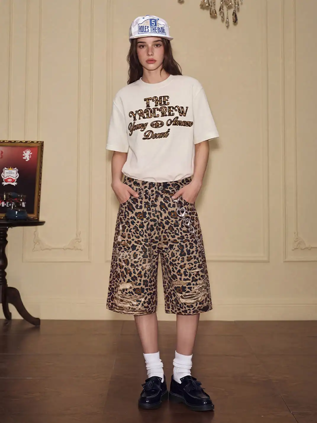 YADcrew | 3D Printed Leopard Capri Shorts