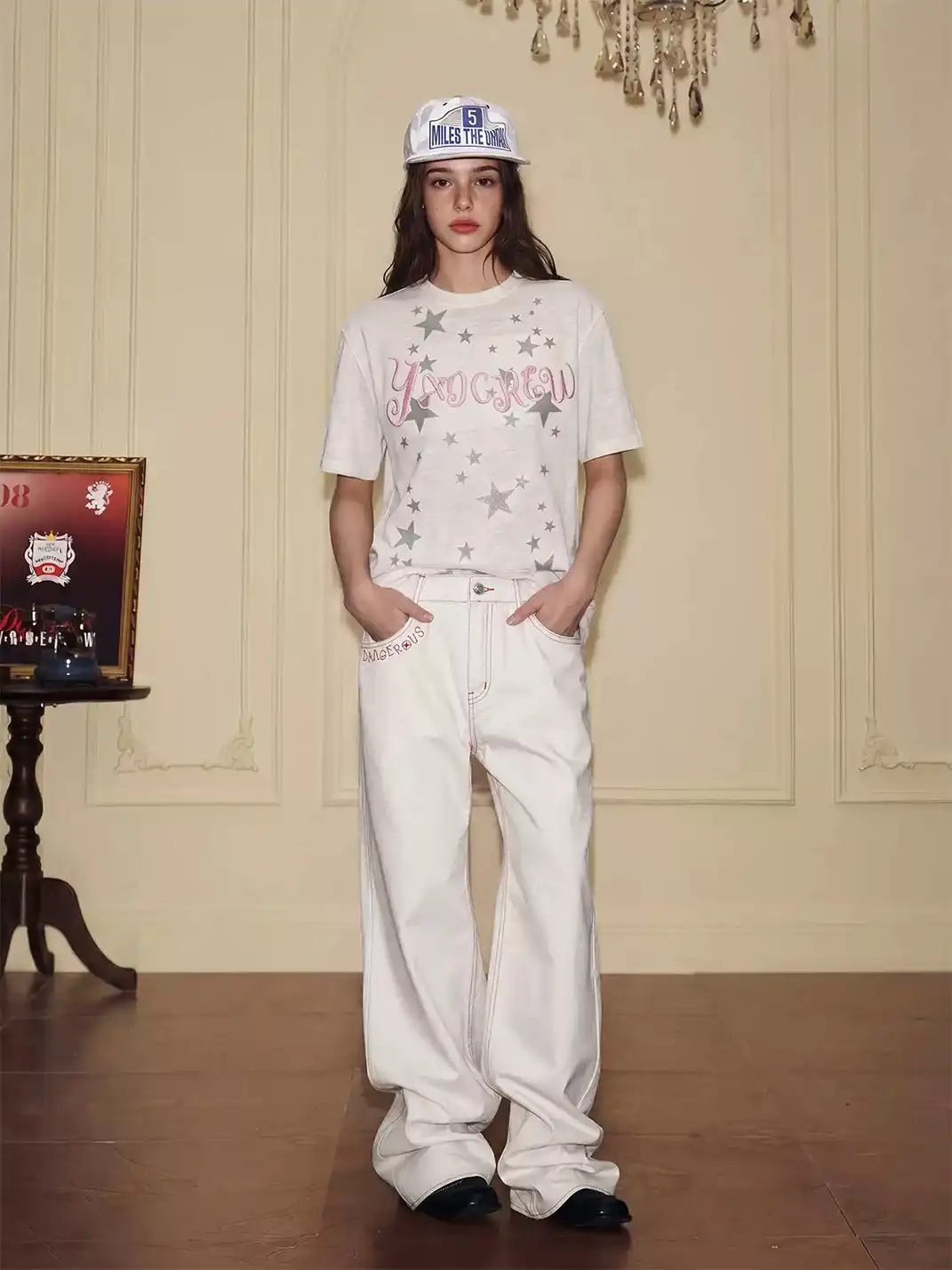 YADcrew | Embroidered Pocket Straight-Leg Jeans