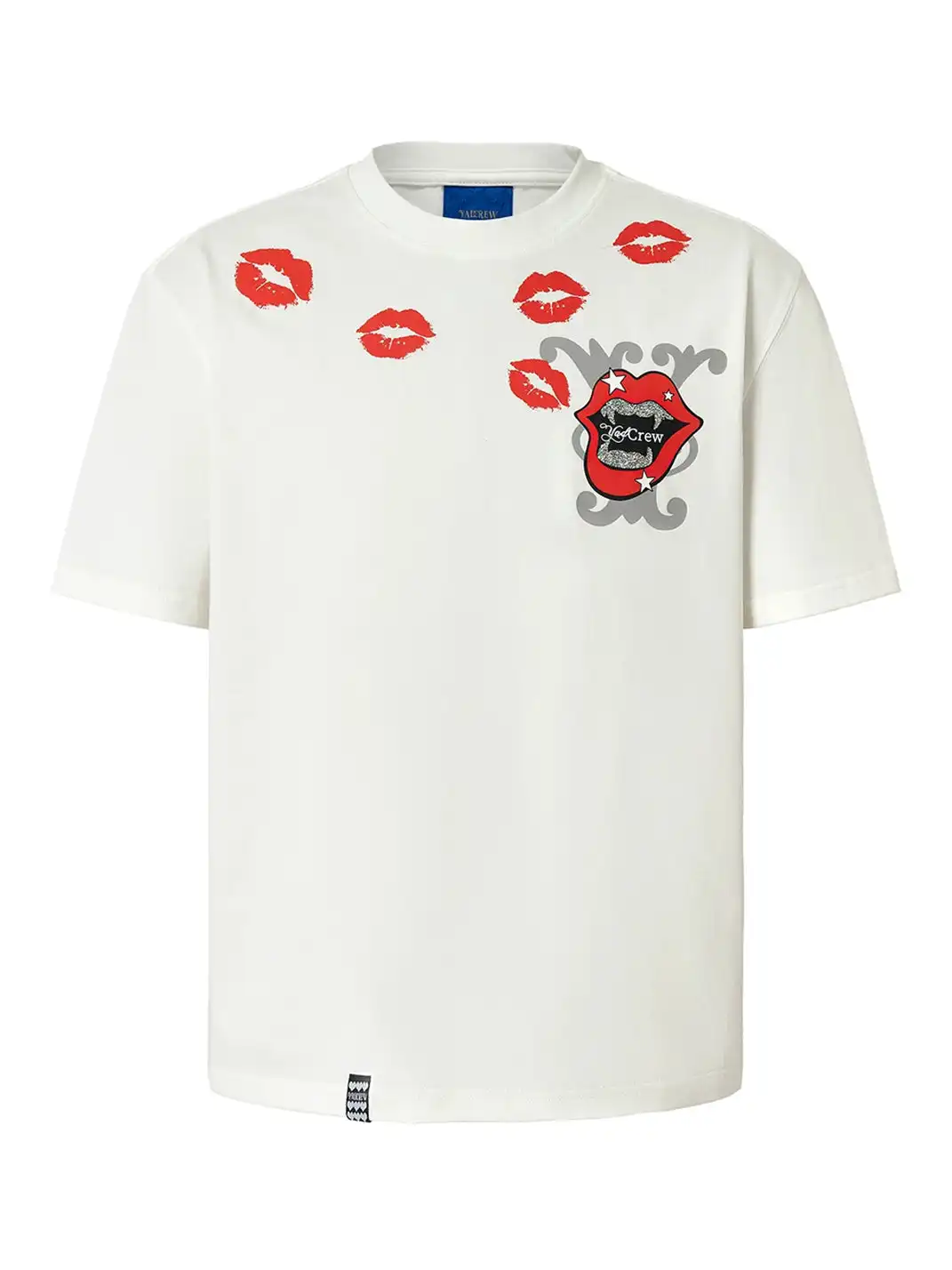 YADcrew | Lip Print Rhinestone Glitter Print T-Shirt