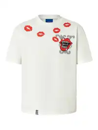 YADcrew | Lip Print Rhinestone Glitter Print T-Shirt