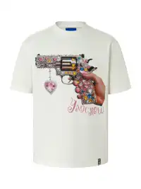 YADcrew | Sweetheart Revolver Rhinestone Digital Printed T-Shirt