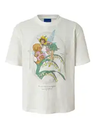 YADcrew | Slub Texture Rhinestone Print T-Shirt