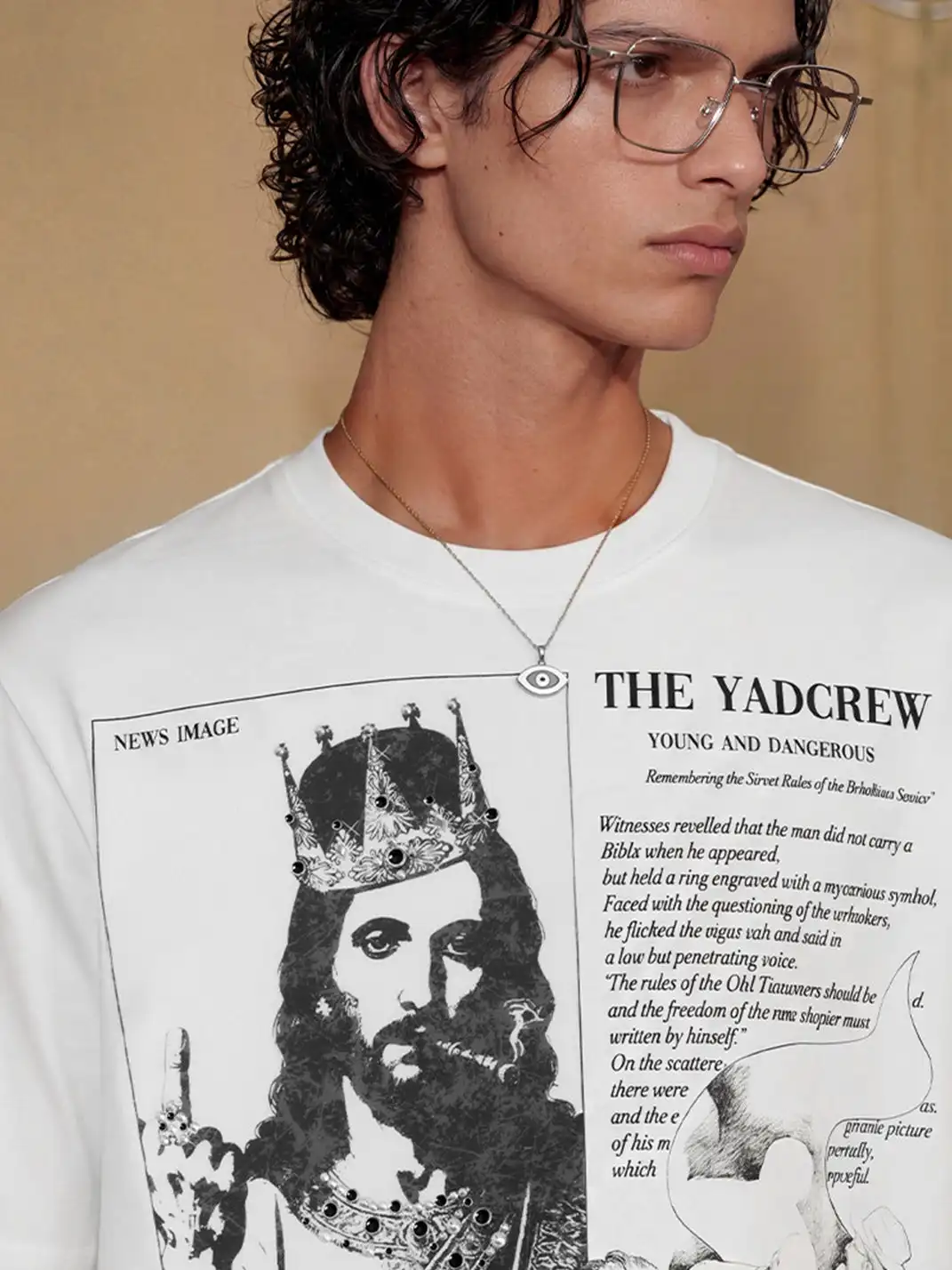 YADcrew | Figure Rhinestone Creative Print T-Shirt