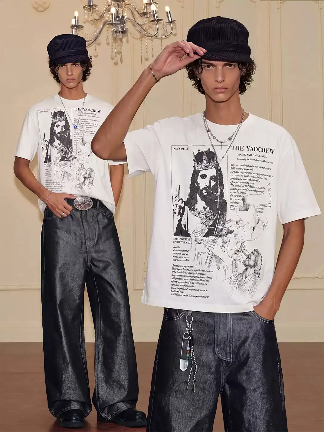 YADcrew | Figure Rhinestone Creative Print T-Shirt