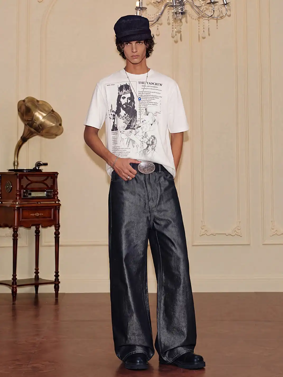 YADcrew | Figure Rhinestone Creative Print T-Shirt