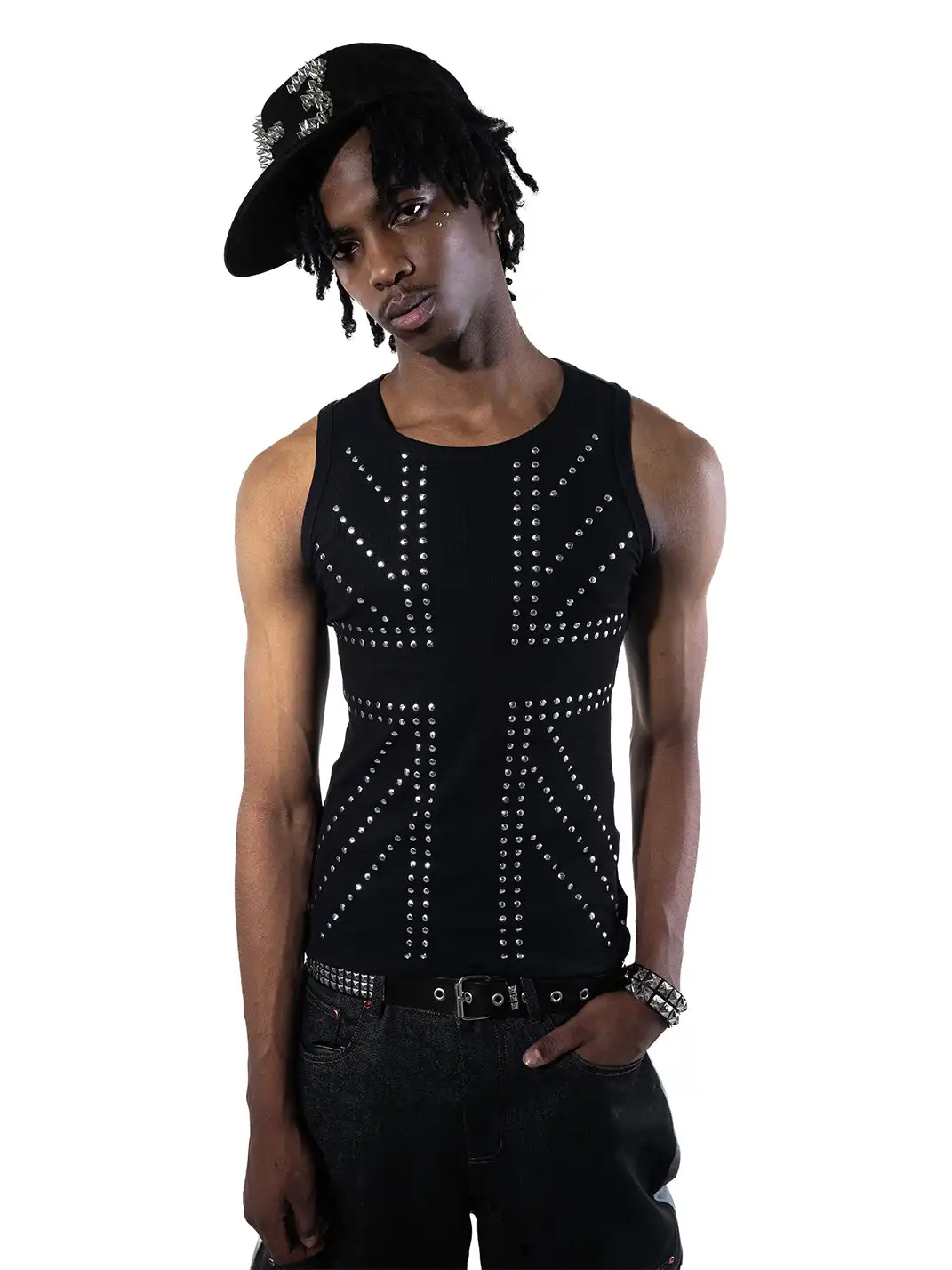 ArtByTastybabe | Union Jack Studded Punk Tank Top
