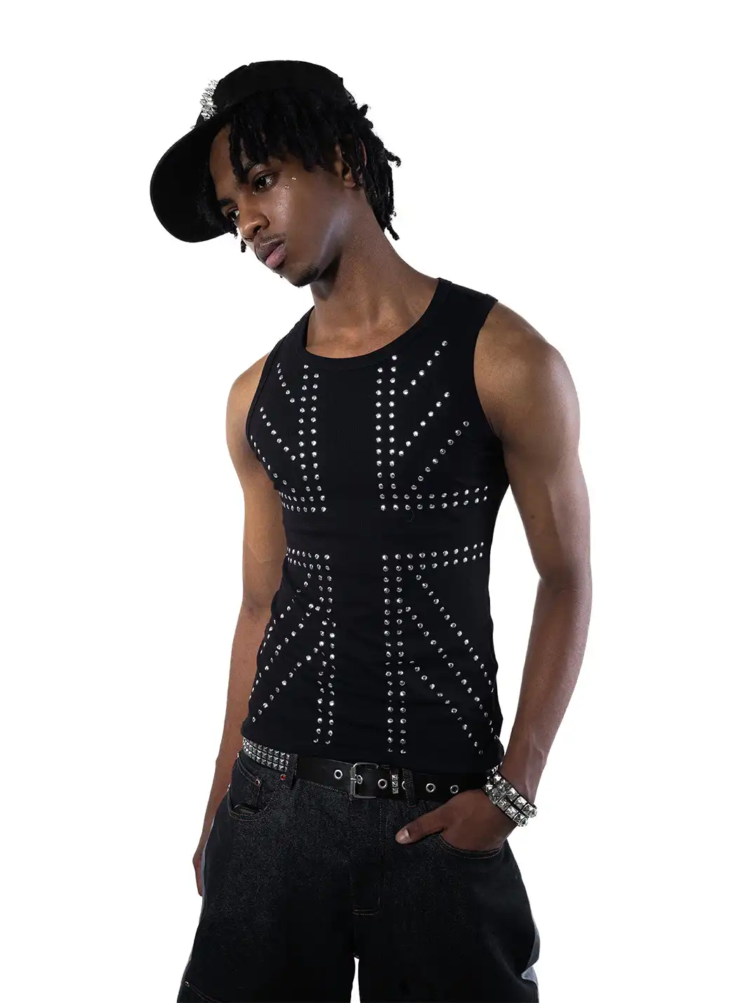 ArtByTastybabe | Union Jack Studded Punk Tank Top