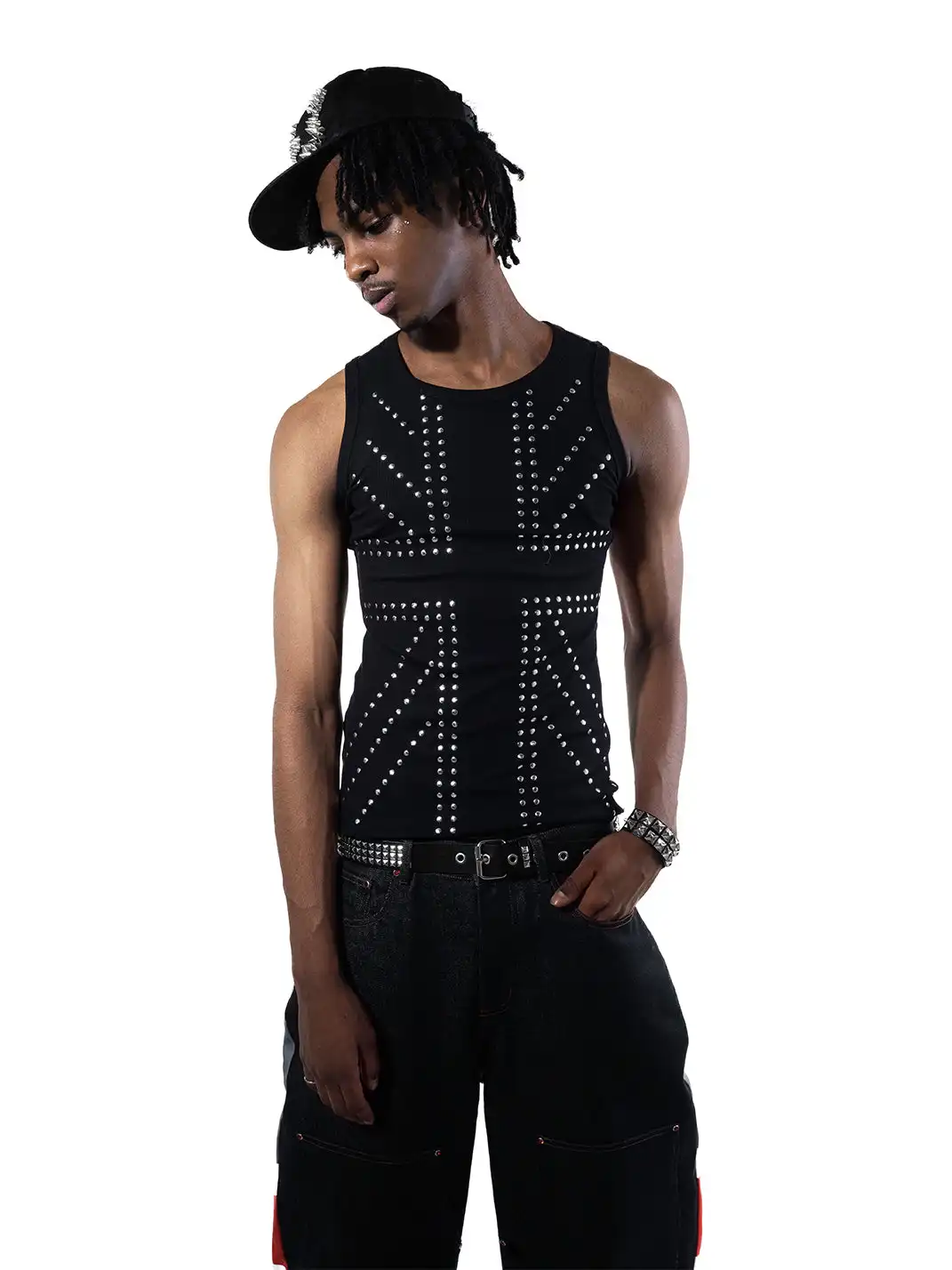 ArtByTastybabe | Union Jack Studded Punk Tank Top