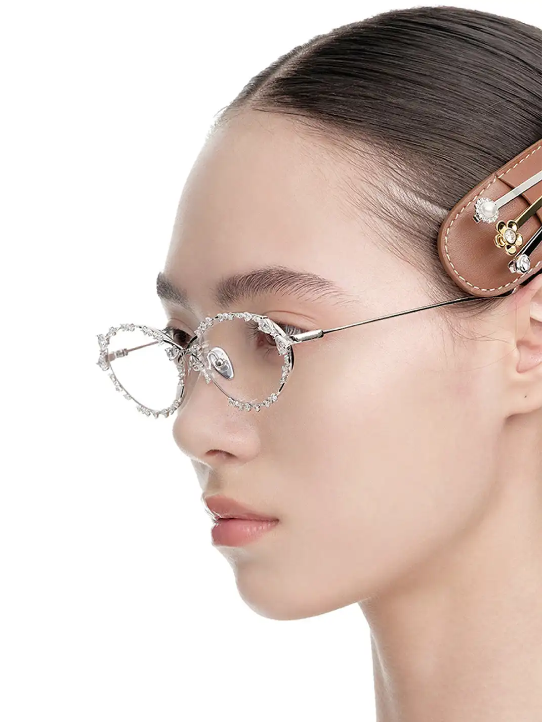 YVMIN | Rhinestone Encrusted Metal Frame Gemstone Sunglasses