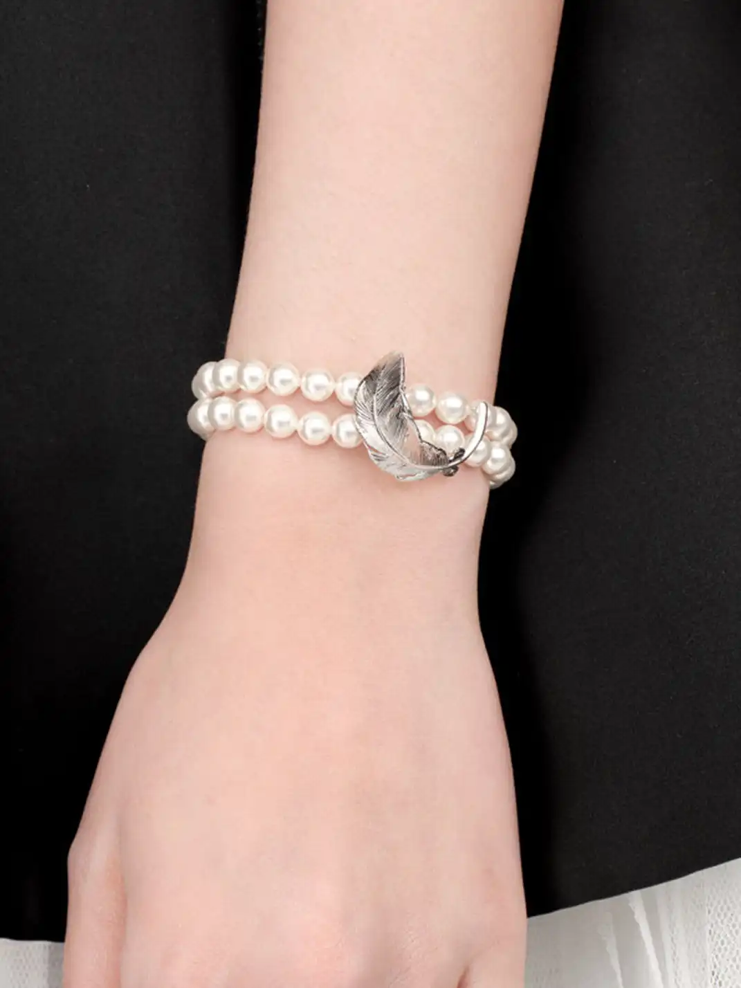 YVMIN | Double Layer Feather Pearl Bracelet & Bangle