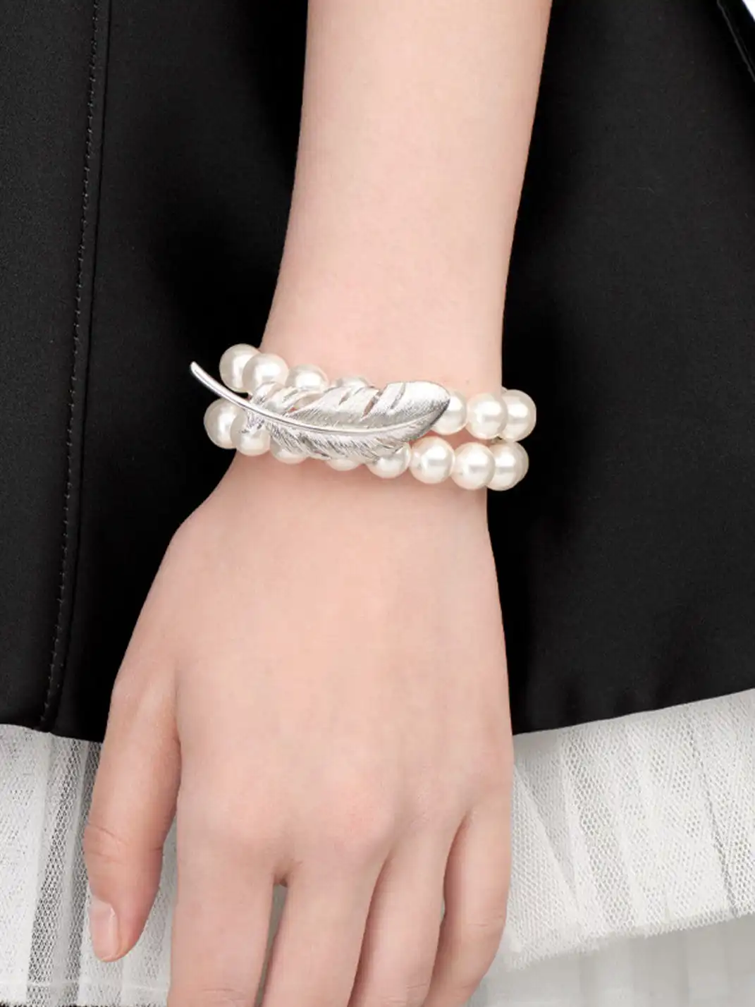YVMIN | Double Layer Feather Pearl Bracelet & Bangle