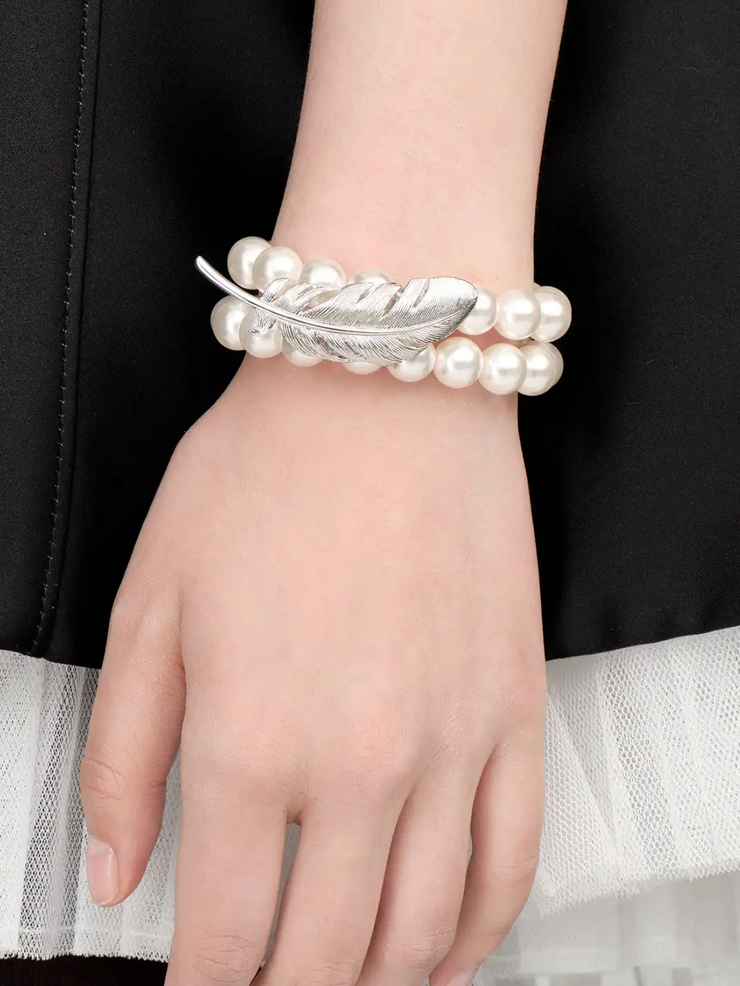 YVMIN | Double Layer Feather Pearl Bracelet & Bangle