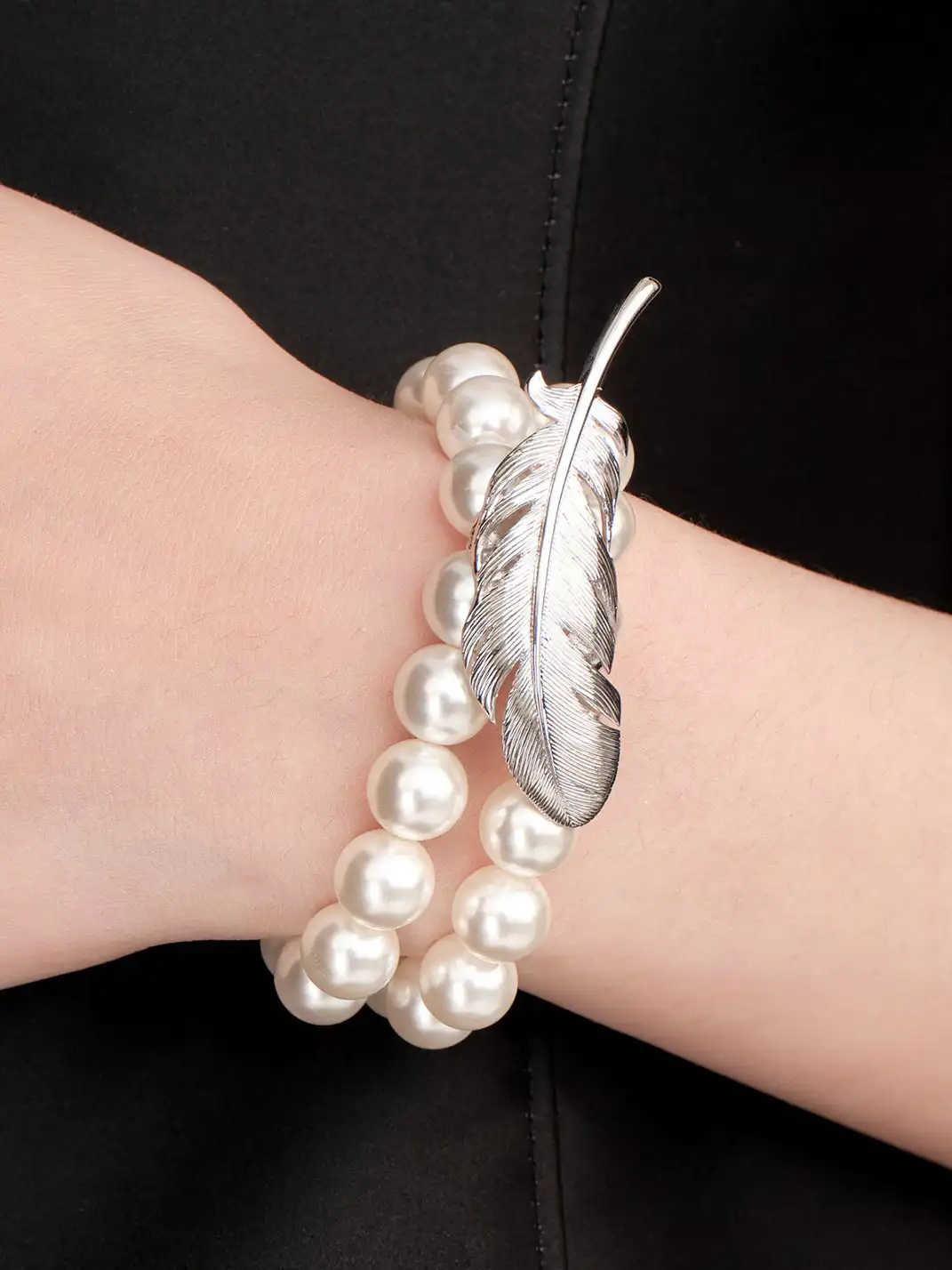 YVMIN | Double Layer Feather Pearl Bracelet & Bangle