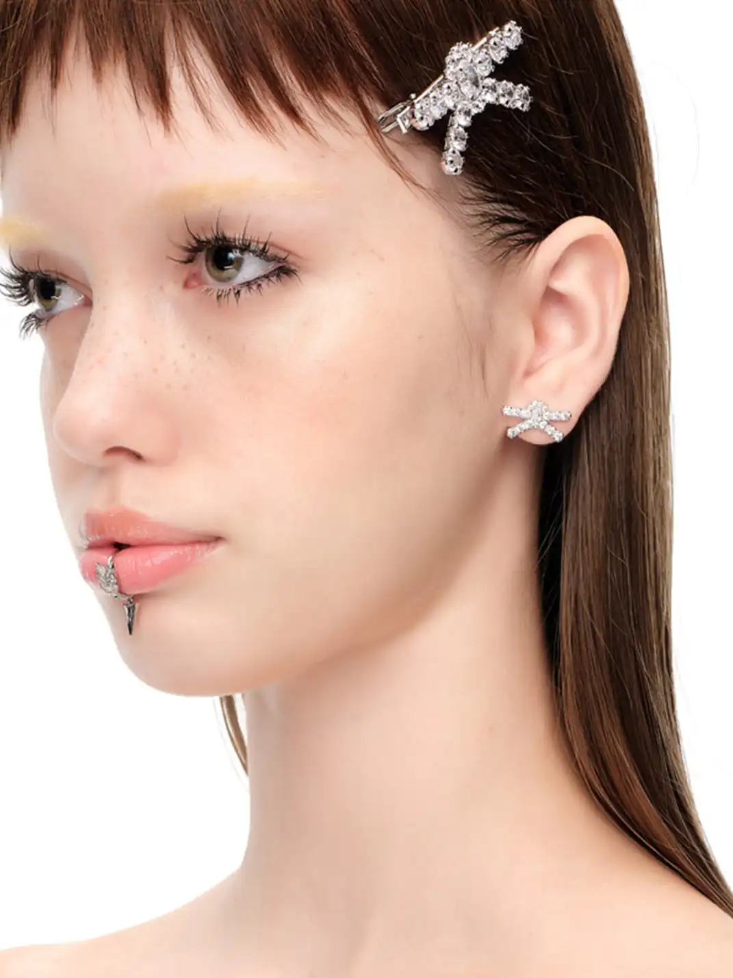 YVMIN | Full Paved Gemstone Bow Stud Earrings & Clip-On Earrings