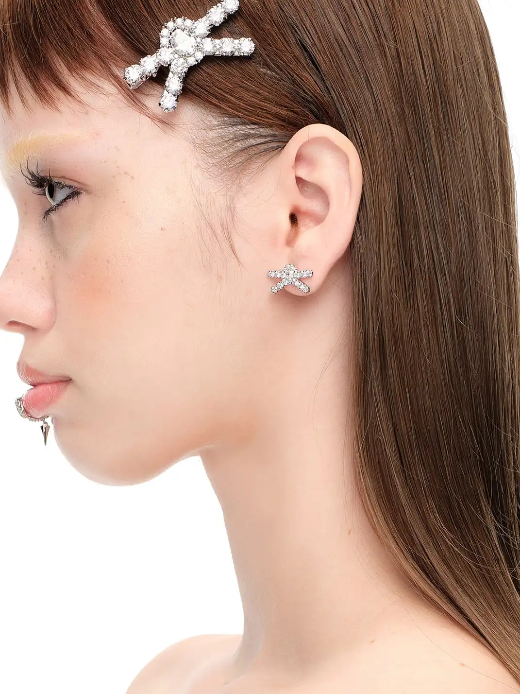 YVMIN | Full Paved Gemstone Bow Stud Earrings & Clip-On Earrings