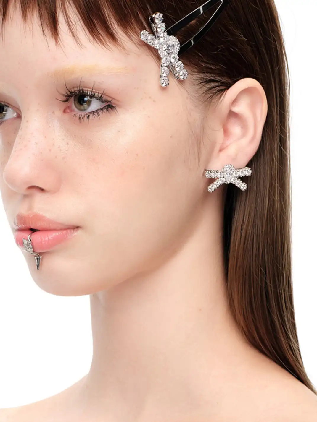 YVMIN | Full Paved Gemstone Bow Stud Earrings & Clip-On Earrings