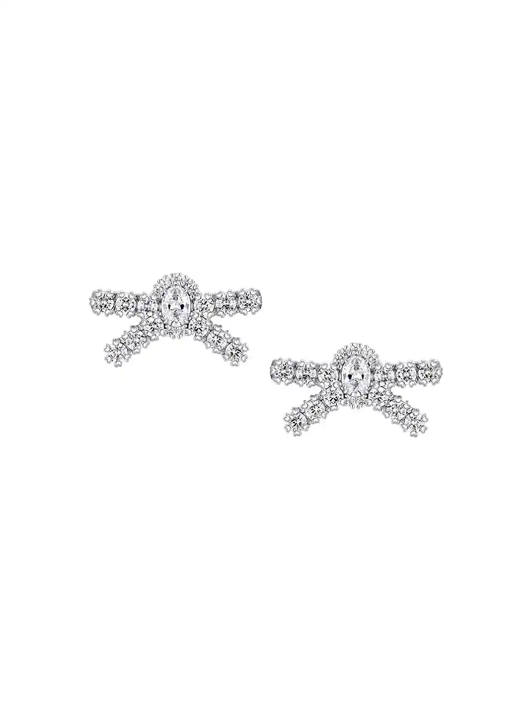 YVMIN | Full Paved Gemstone Bow Stud Earrings & Clip-On Earrings