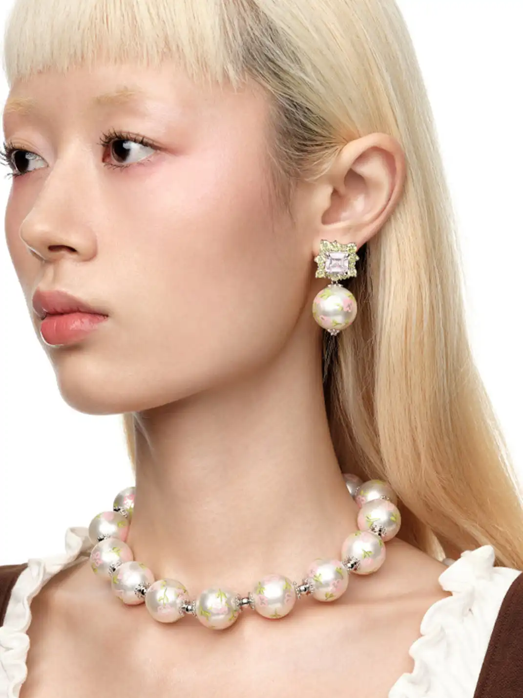 YVMIN | Painted Pearl & Gemstone Drop Earrings