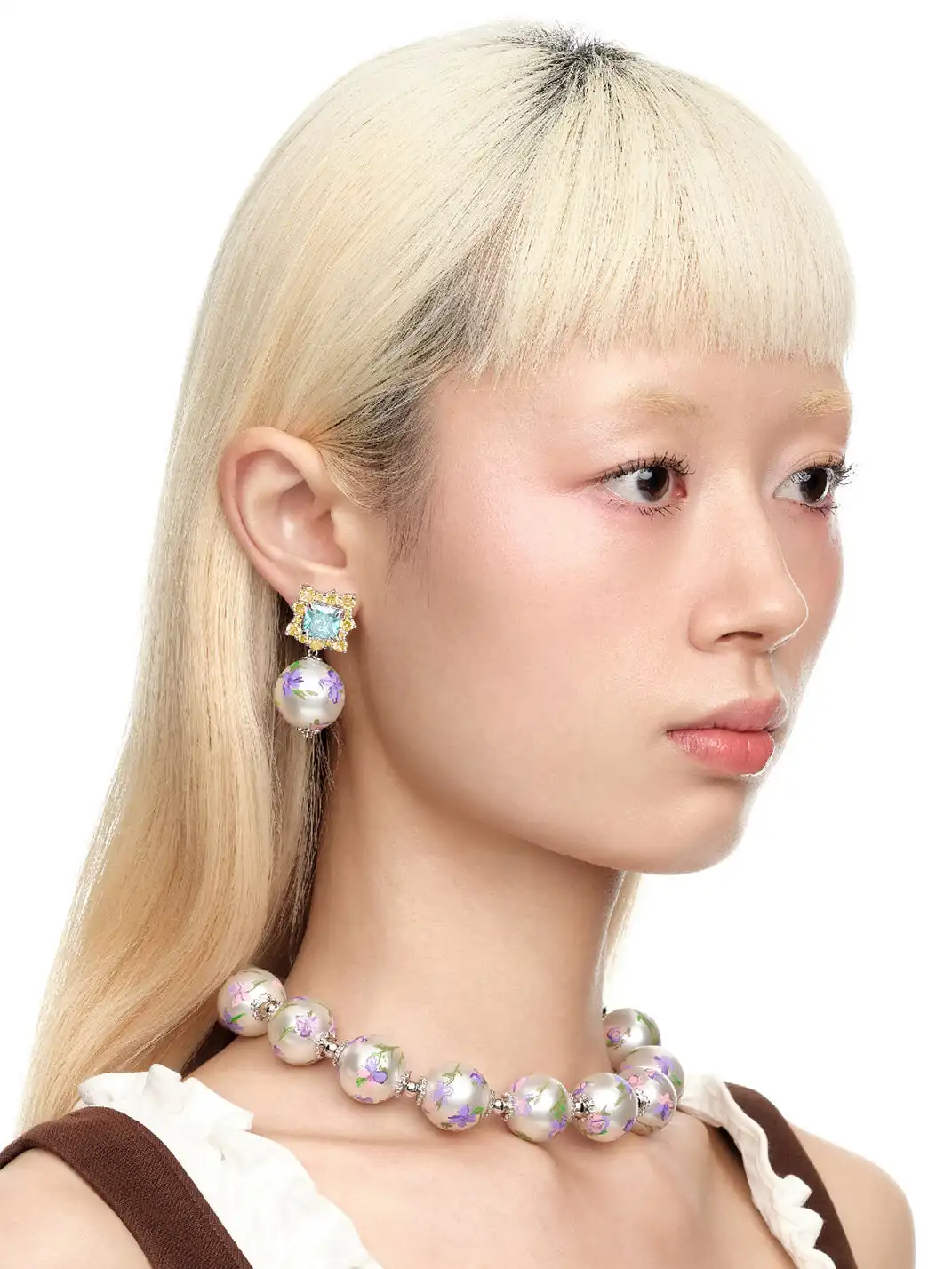 YVMIN | Painted Pearl & Gemstone Drop Earrings
