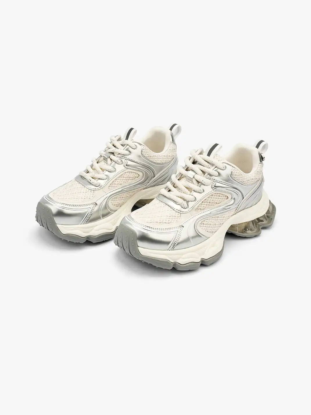 SMILEY | Metallic Mesh Air Cushion Platform Dad Sneakers