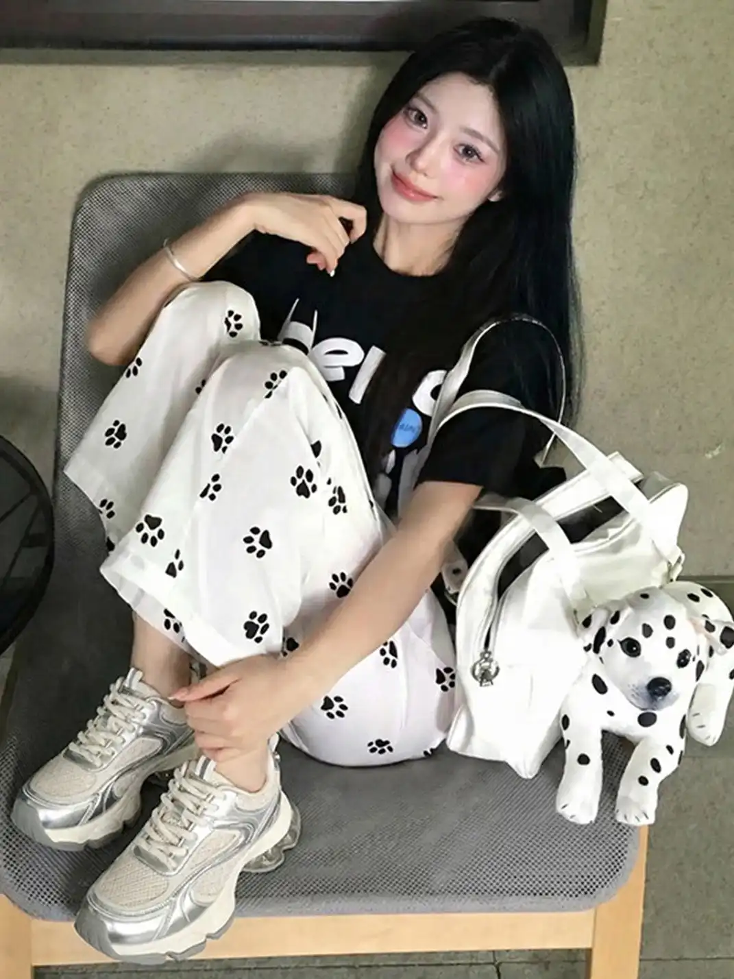 SMILEY | Metallic Mesh Air Cushion Platform Dad Sneakers