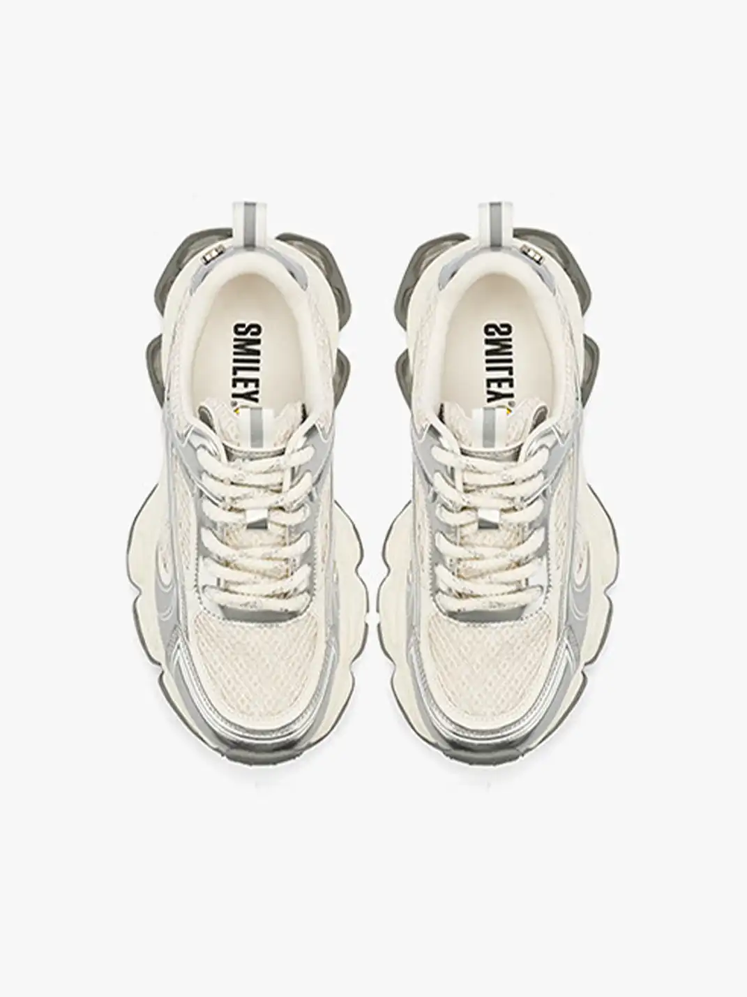 SMILEY | Metallic Mesh Air Cushion Platform Dad Sneakers