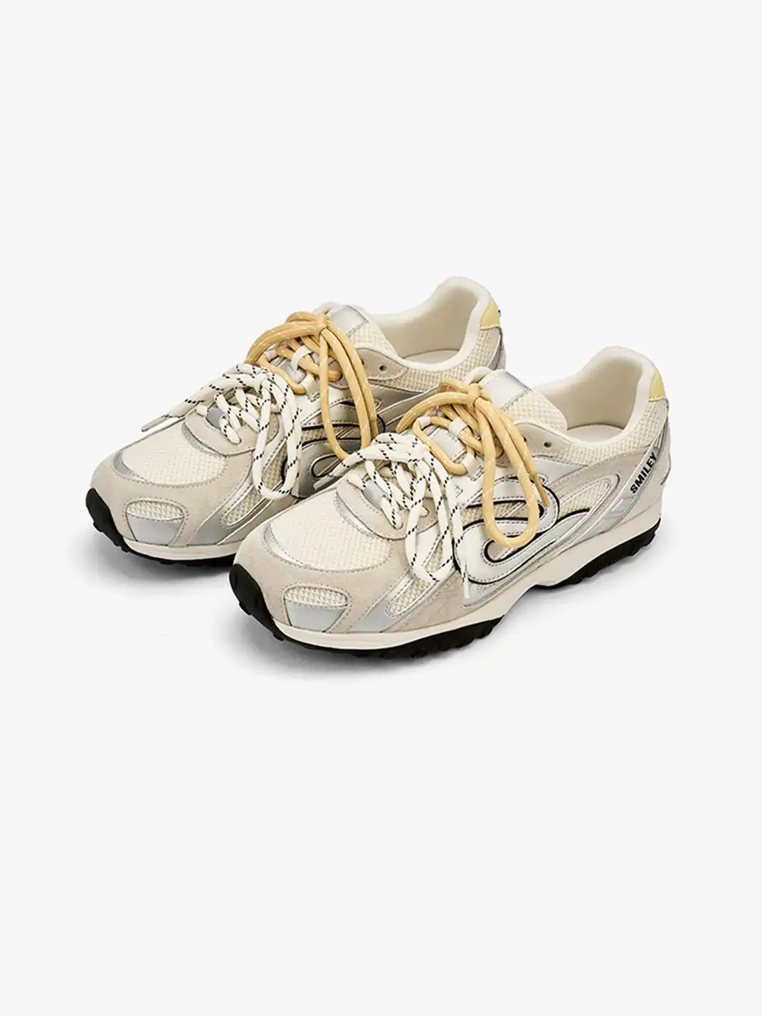 SMILEY | Mesh Suede Panel Retro Running Sneakers