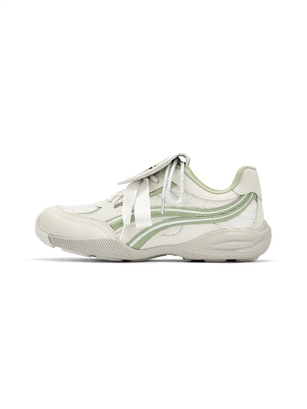 SMILEY | Metallic Lace Ribbon Lace-Up Retro Sneakers