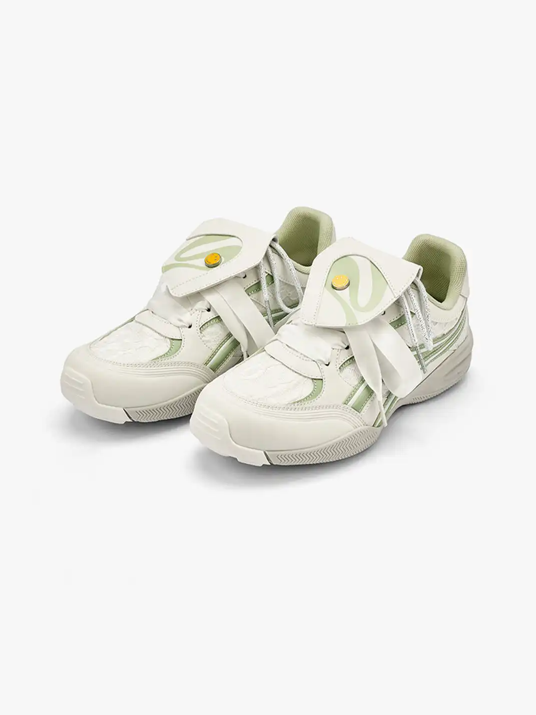 SMILEY | Metallic Lace Ribbon Lace-Up Retro Sneakers