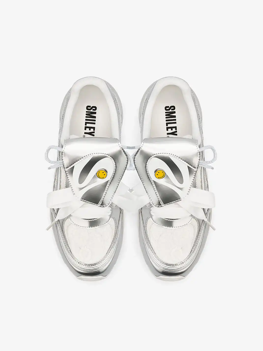 SMILEY | Metallic Lace Ribbon Lace-Up Retro Sneakers