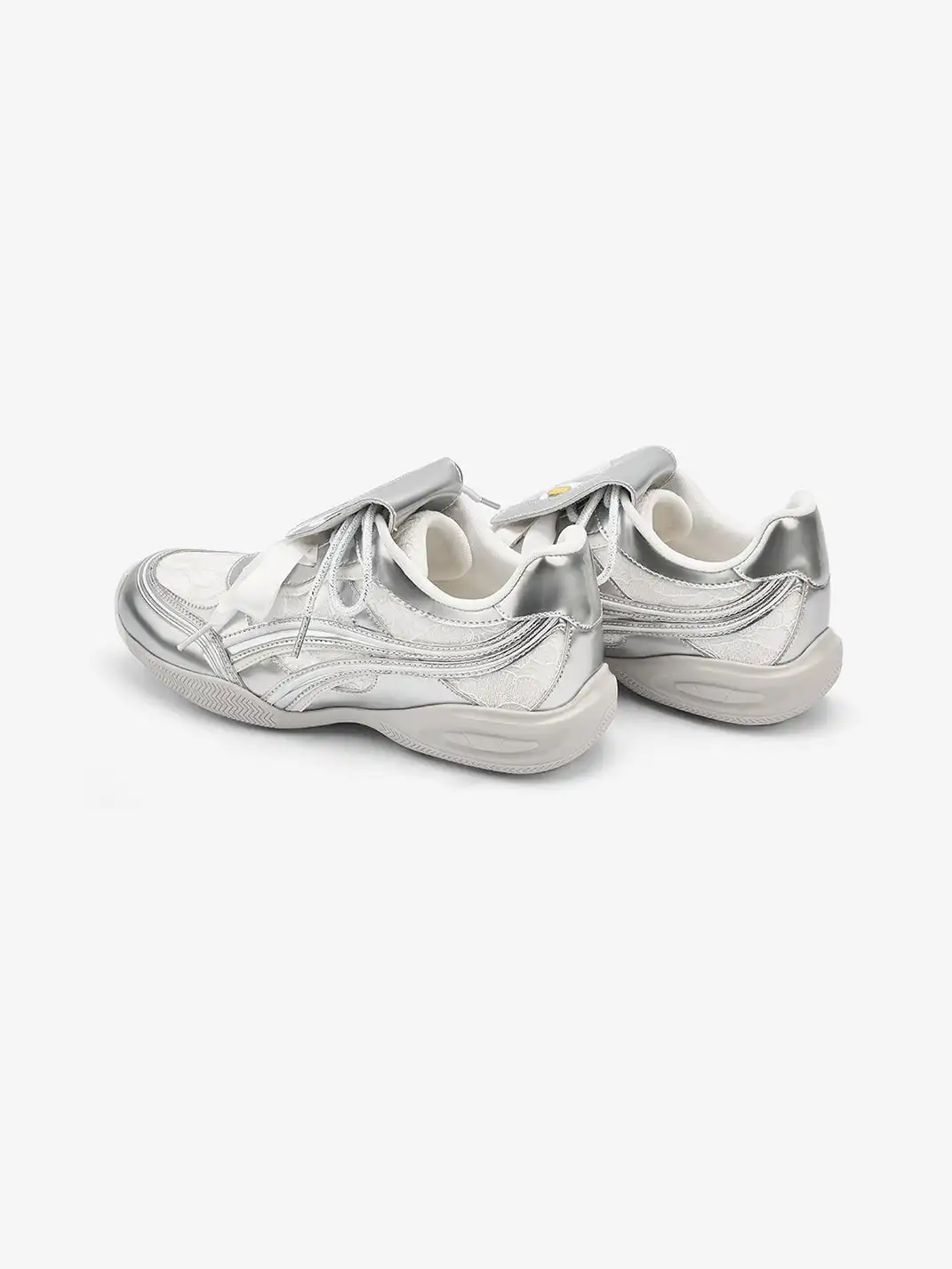 SMILEY | Metallic Lace Ribbon Lace-Up Retro Sneakers